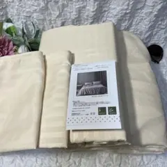 【新品】カバーリング４点セットダブルロング クリームイエロー系