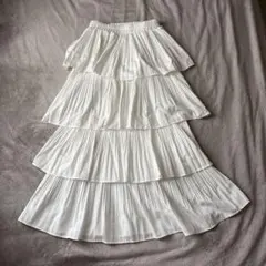 SPRAY PREMIUM ホワイト フレアスカート ティアード