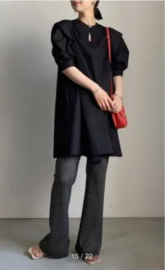 AMERI 2WAY TUCK SLEEVE TUNIC SHIRT 黒