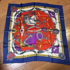 大判スカーフ　赤　ネイビー