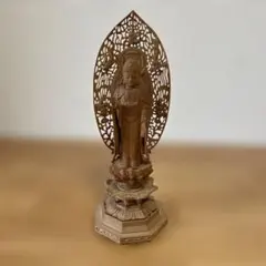 木彫り 仏像 舟形光背 蓮華座