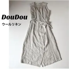 doudouリネンウール カシュクールワンピース ロングジレ 羽織 ベージュ 麻のサムネイル