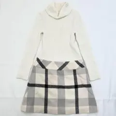 【美品】ブルーレーベル クレストブリッジ ドッキングワンピース ウール 38