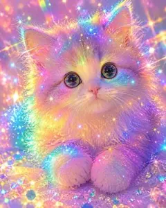 虹と子猫のイラスト アートファイルでプリントポスター発送a4 - メルカリ