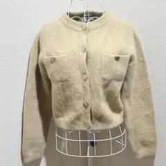 【スナイデル】フォックスファーニットジャケット　金ボタン Fサイズ　マスタード