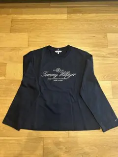 【新品・未使用】トミーフィルフィガーレディース長袖Tシャツ紺L刺繍ロゴ綿100%のサムネイル