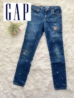 【美品】GAPkidsデニムパンツ星柄刺繍スキニーデニム女の子キッズ130㎝のサムネイル