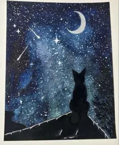 なまこ様専用　猫と月の手描きアート2点セット