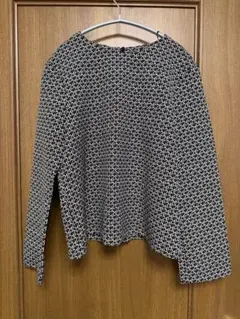 【美品】ZARA WOMAN モノトーン 総柄 長袖 ブラウス　シャツ　ザラ