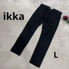 ikka メンズ　カジュアルパンツ　チノパン　黒　秋冬　あったか　L