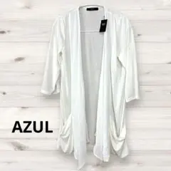 新品 タグ付き AZUL ドレープ 七分袖 ロングカーディガン ホワイト 薄手のサムネイル