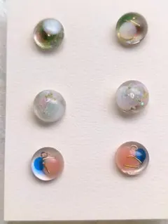 【3個セット】レジン一粒２cmピアス オーロラ アレルギー対応