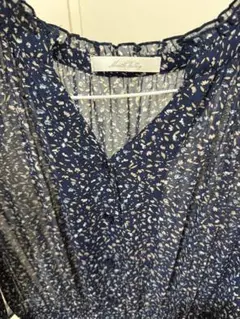 Mauve Bay ネイビー フラワープリント ロングワンピース