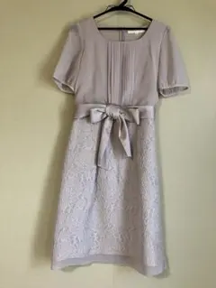 美品✨ナチュラルビューティーひざ丈ワンピース ベージュ 38号