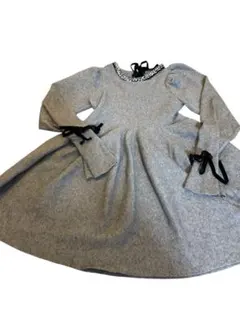 【SALON by Chico】 パフスリーブビジュー付きニットワンピース