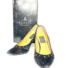 0204 LANVIN COLLECTION パンプス スエード 黒 スタッズ