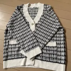 チェック柄ニットカーディガン