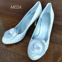 【美品】MEDA メダ ドット パンプス グレー 2way 日本製 24.5