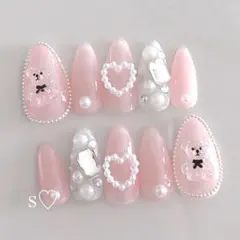 現品♡ネイルチップ 量産型 地雷系 ワンホン シースルー ピンク