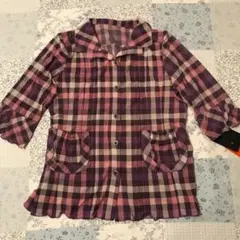 UHGA チェックブラウス 七分袖のサムネイル