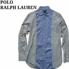 美品 メンズ ポロラルフローレン 長袖シャツ ブルー チェック