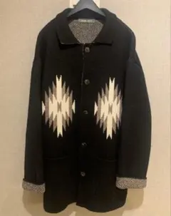 beams lights　ニットジャケット　ネイティブ柄　黒L