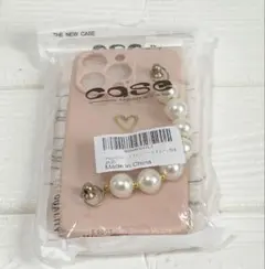 iPhone13pro スマホケース ピンク真珠パールメッキチェーン付きA10