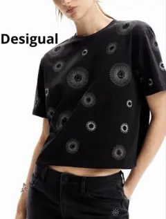 【希少】Desigual デシグアル 刺繍 ビーズ Tシャツ ブラック XSのサムネイル