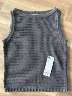 GU テクスチャーニット タンクトップ 그레이 M