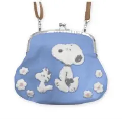 スヌーピー ポーチ がま口ポーチ ポシェット 刺繍ポーチ ミニバック