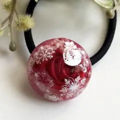 No.665　レジンヘアゴム☆薔薇♡Xmas