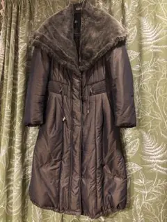 フェイクファー襟 ロングコート　ブラウン　【ZARA】