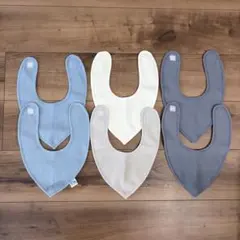 よだれかけ　スタイ　水を通さない裏地　6枚セット　 三角　ワッフル　綿100