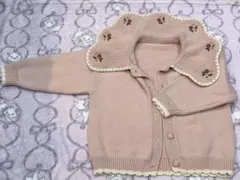 【9割新】花柄の刺繍セーター　ピンク