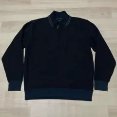 TOROY トロイ　メンズ　ハーフジップトレーナー ニット ネイビー ロゴ刺繍