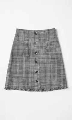 ブラウン チェック柄 セミタイト ミニスカート ボタン付き Mサイズ