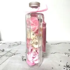 ピンクのハーバリウムボトル敬老の日ギフトお祝いお彼岸お供えハンドメイド