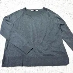 ZARA　メタリックスレッドニットセーター　グレーM 春夏