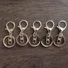 【5個セット】キーホルダーパーツ ナスカン 回転カン キーリング付き KC金