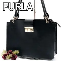 【美品】フルラ トートバッグ ビジネス レザー 黒 肩かけ FURLA