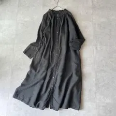 【美品】nest robe リネン ギャザー フリルネック カラー ワンピース