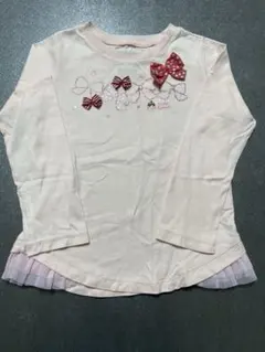 ミキハウス　リボン刺繍 長袖カットソー ピンク　110