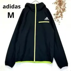 アディダス　フード付きナイロンジャケット ウインドブレーカー　スポーツウエア　黒