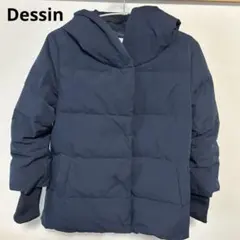 Dessin デッサン 袖リブ付き フード ダウンジャケット ネイビー M