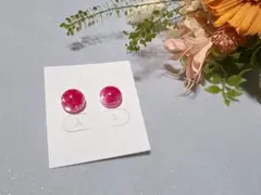 ピンク 丸型 樹脂ピアス