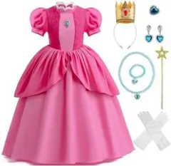 [130] プリンセス ピーチ姫 ドレス 子供 お姫様 コスプレ