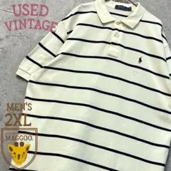 デッドストック☆US古着【ポロラルフローレン ポロシャツ】ボーダー メンズ2XL