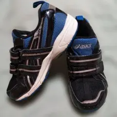 ASICS スニーカー 16.5cm 黒/青