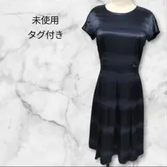 【未使用タグ付き】レステラ　ネイビー　半袖ワンピース　ひざ丈　定価33000円のサムネイル