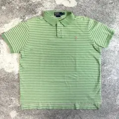 90s〜00sラルフローレン ポロシャツ XXL グリーン ボーダー